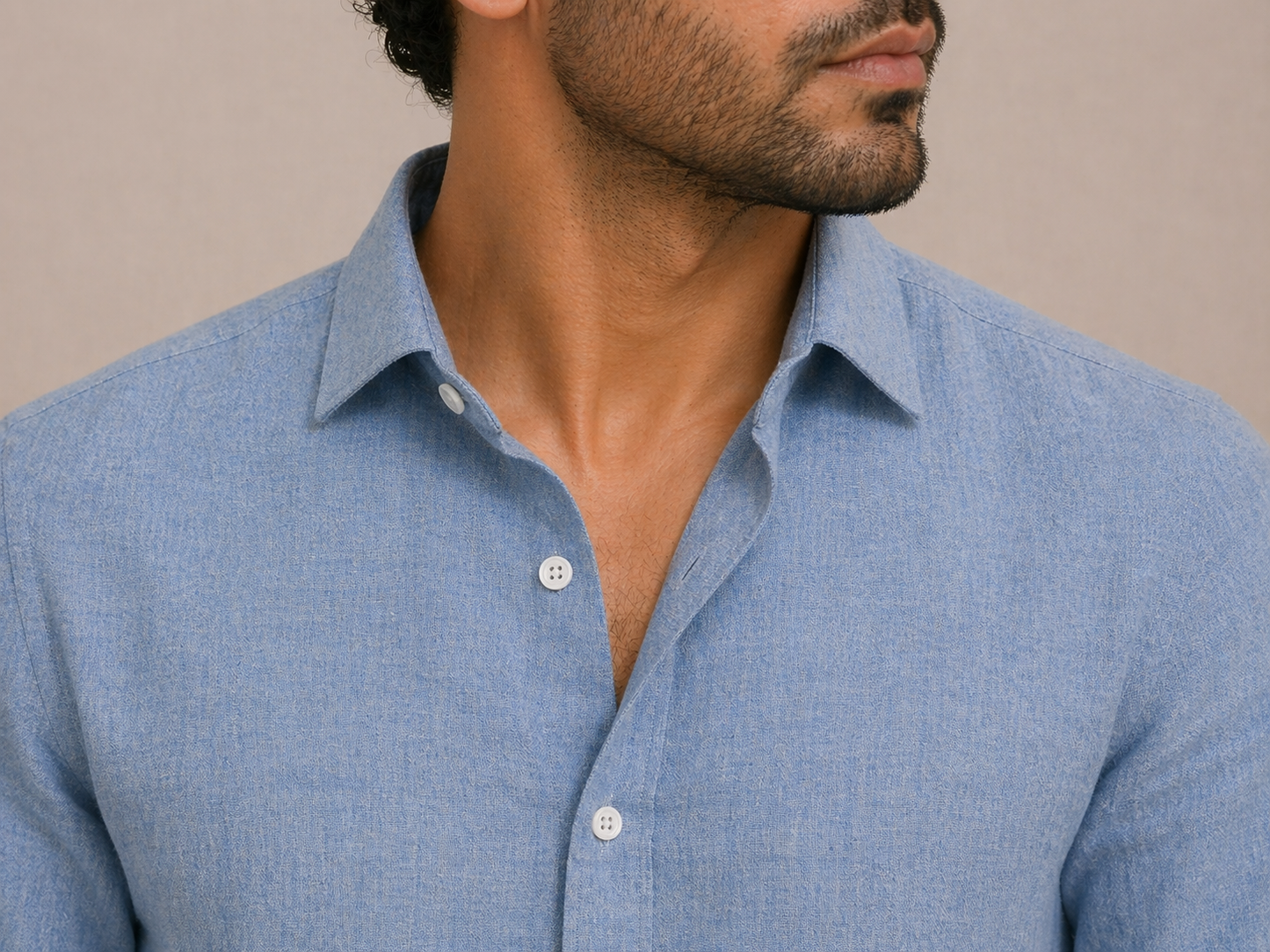 AmsterLily Men’s Plain Linen Shirt – Regular Fit