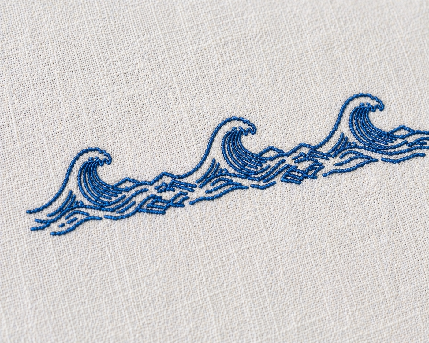 AmsterLily Men’s Linen Shirt with Wave & Sun Embroidery – Regular Fit