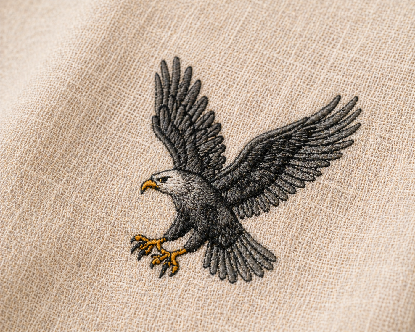 AmsterLily Men’s Linen Shirt with Eagle Embroidery – Regular Fit