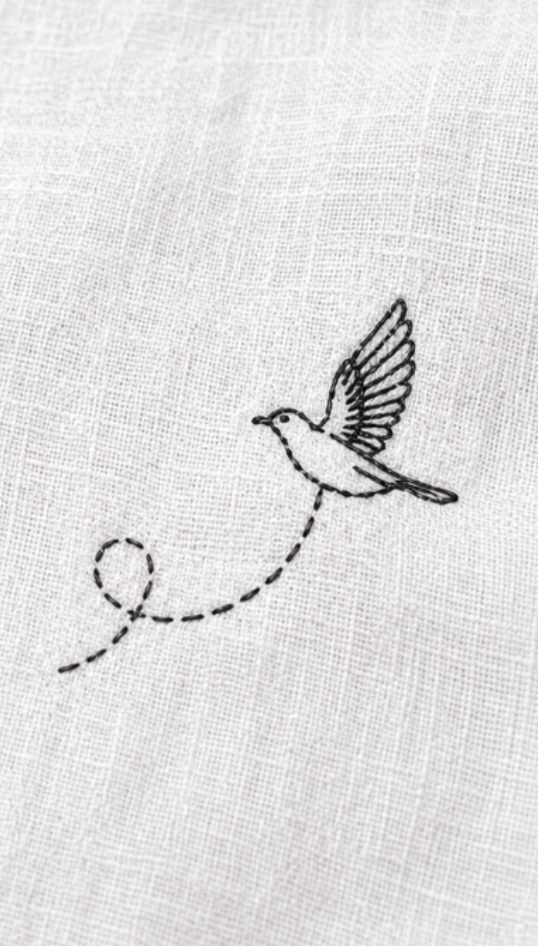 AmsterLily Men’s Linen Shirt with Black Sparrow Embroidery | Regular Fit