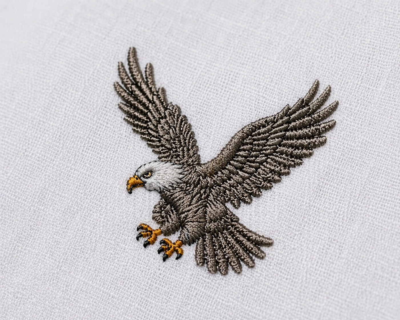 AmsterLily Men’s Linen Shirt with Eagle Embroidery – Regular Fit