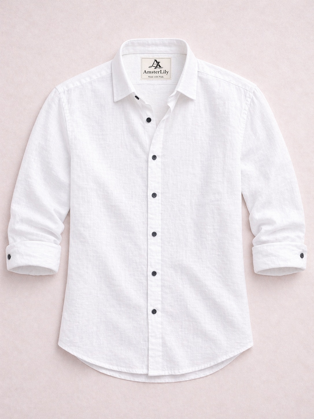 AmsterLily Men’s Plain Linen Shirt – Regular Fit